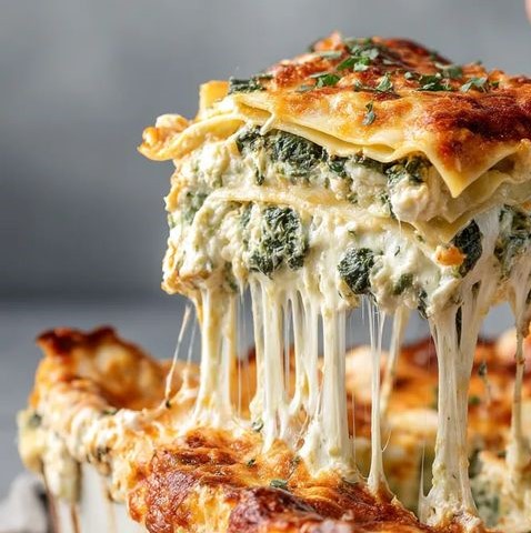 لزانيا بالسبانخ واللحم المفروم