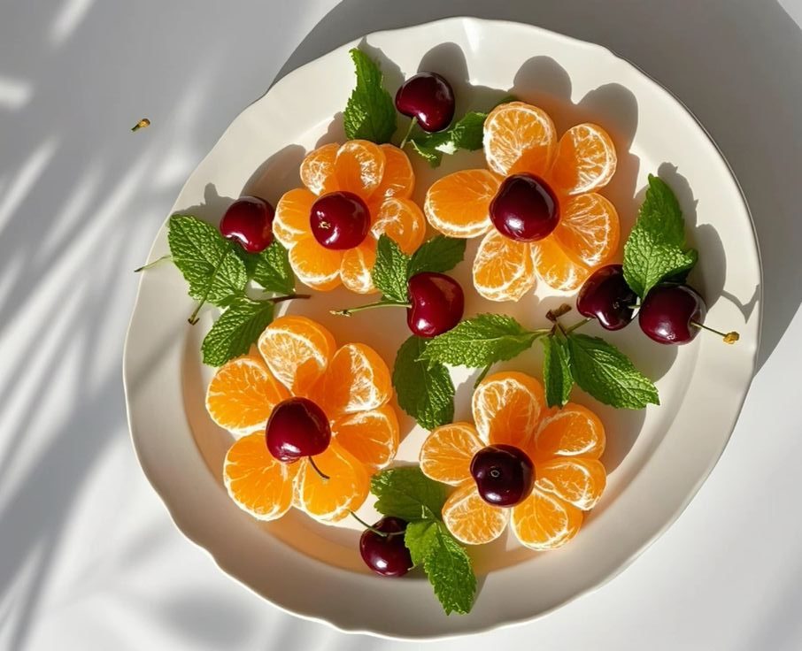 طبق سلطة فواكع على شكل زهور برية