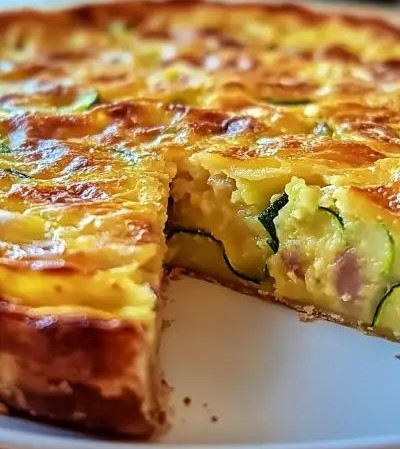 2 ــ كيش الكوسا بالتونة والزيتون بقاعدة أوراق البوريك (الديول)