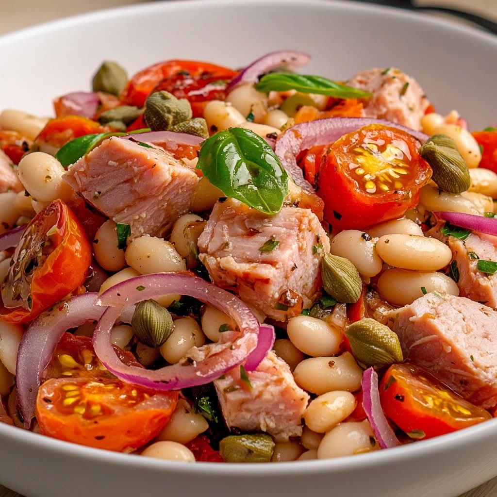 سلطة الفاصوليا البيضاء والخضر الصغيرة