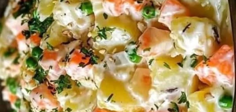 سلطة البطاطا والجزر والبازلاء بصلصة المايونيز المبتكرة