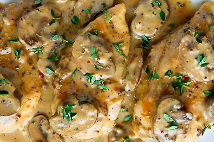 وصفة الدجاج بالفطر والجبن القريش